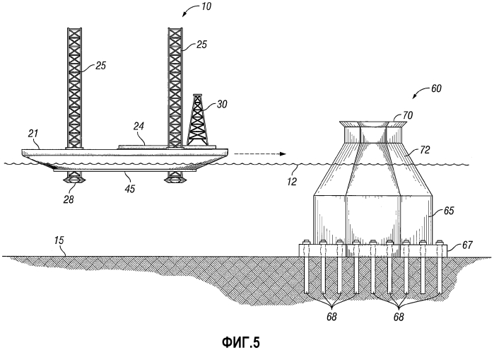Самоподъемное буровое морское основание ледового класса с одиночной конической опорой на свайном основании (патент 2573301)