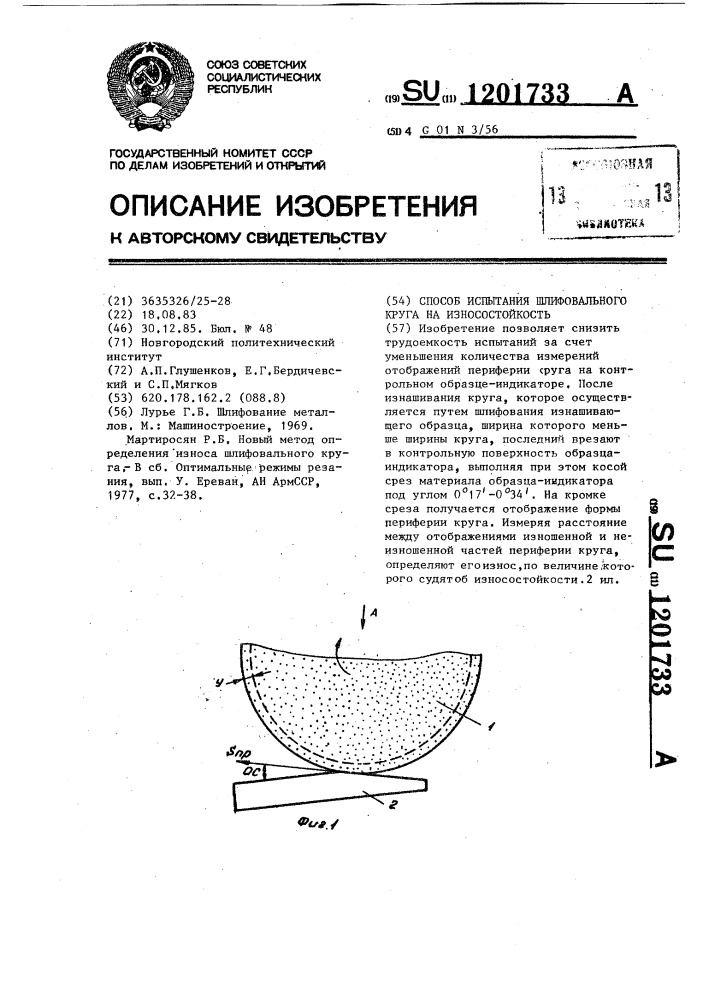 Акт испытания абразивных кругов образец