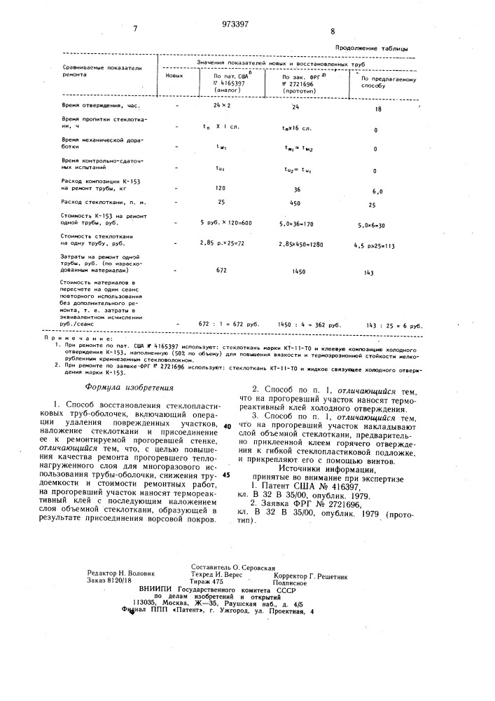 Способ восстановления стеклопластиковых труб-оболочек (патент 973397)