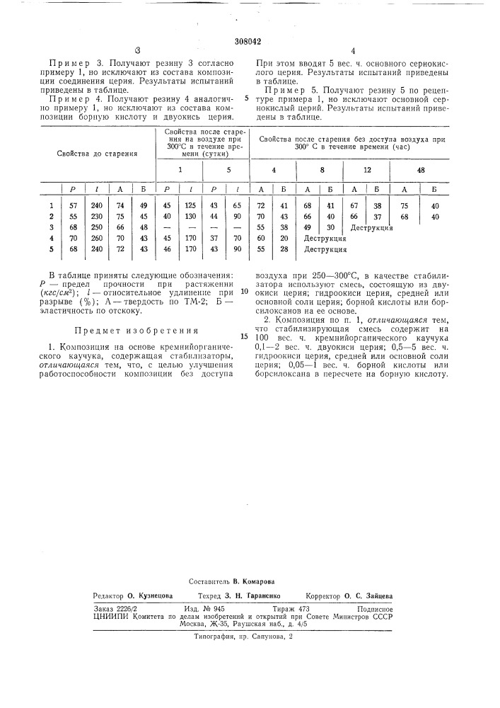 Патент ссср  308042 (патент 308042)