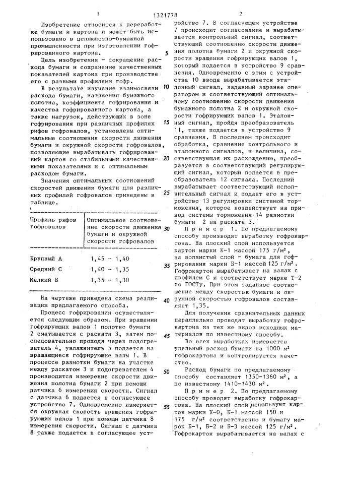 Способ производства гофрированного картона (патент 1321778)