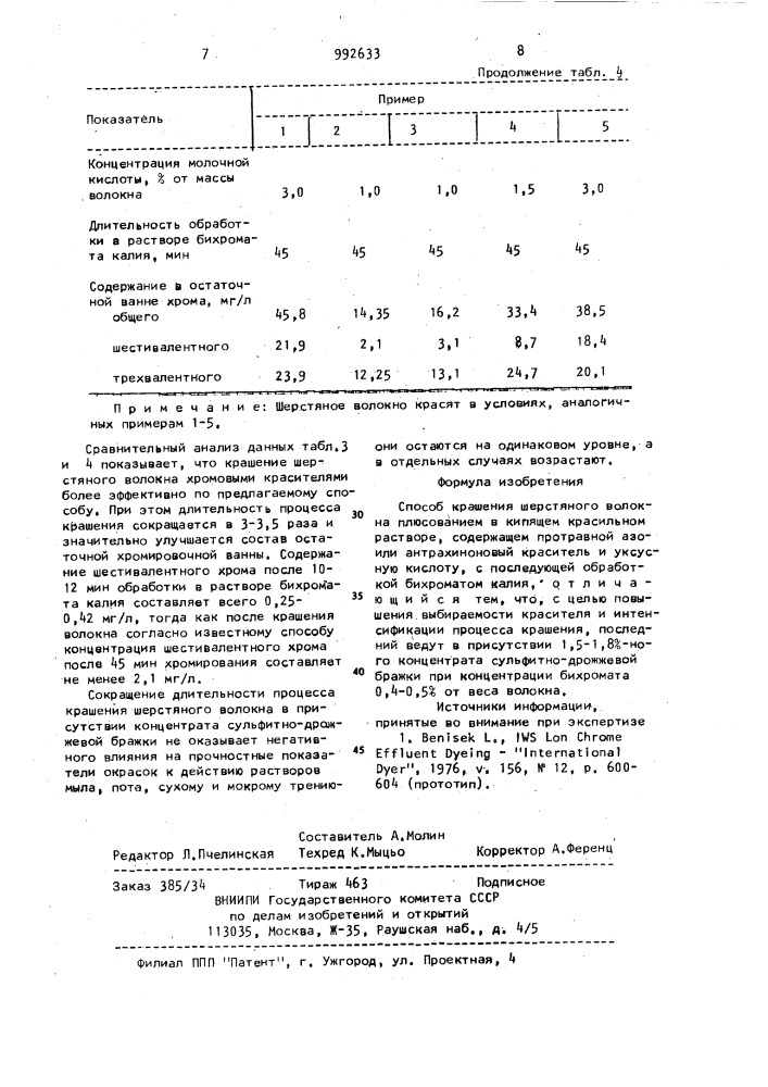 Способ крашения шерстяного волокна (патент 992633)