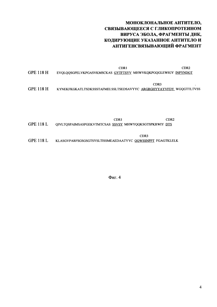 Моноклональное антитело, связывающееся с гликопротеином вируса эбола, фрагменты днк, кодирующие указанное антитело, и антигенсвязывающий фрагмент (патент 2639533)