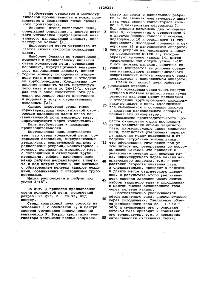 Стенд колпаковой печи (патент 1129251)