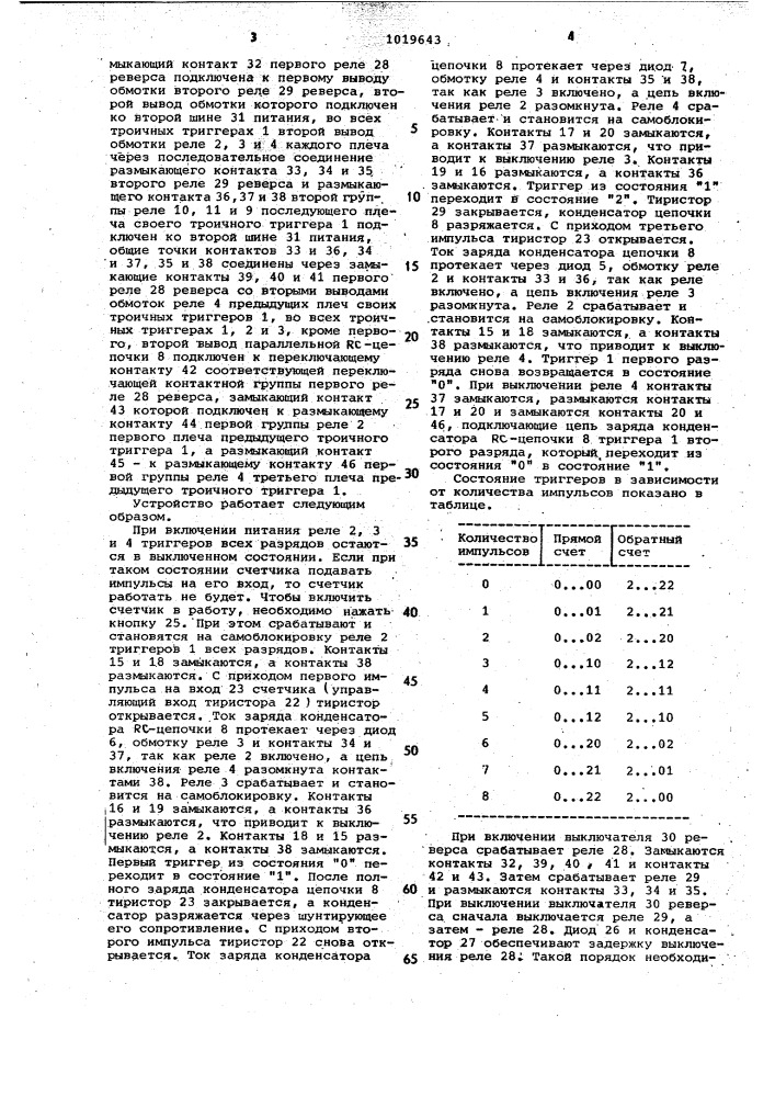 Троичный @ -разрядный счетчик импульсов (патент 1019643)