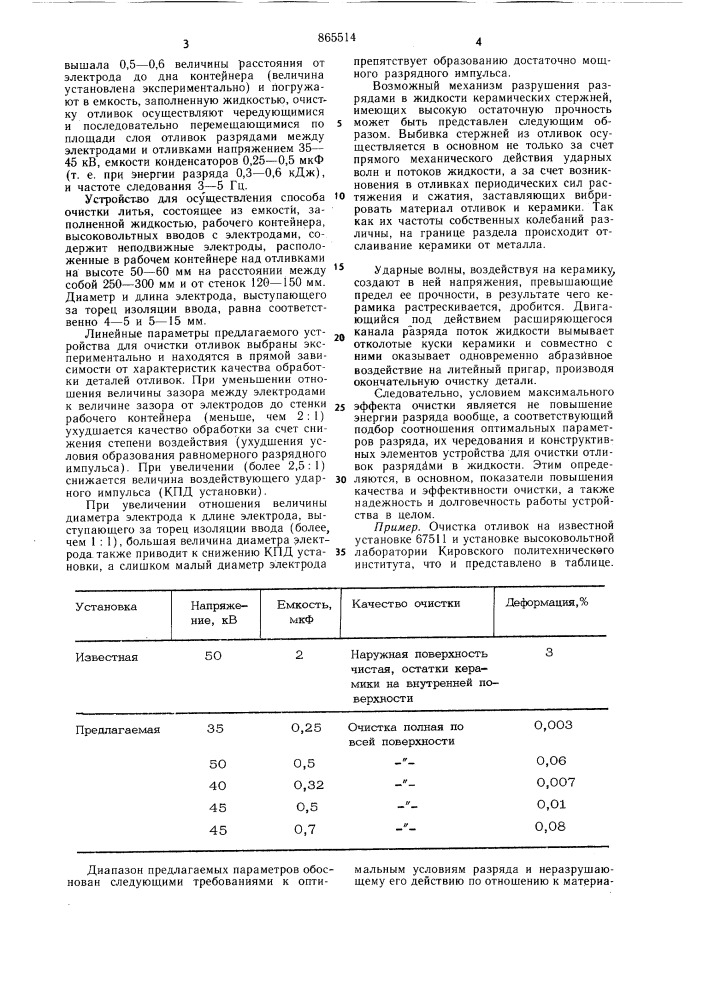 Способ очистки отливок и устройство для его осуществления (патент 865514)