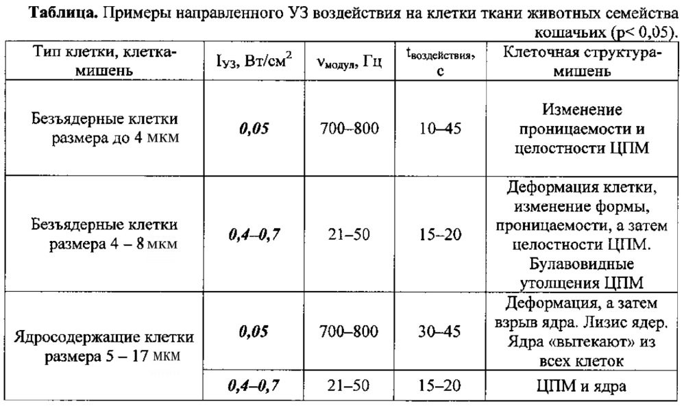 Способ направленного акустического воздействия на функциональное состояние клеток-мишеней тканей представителей семейства кошачьих (патент 2617374)