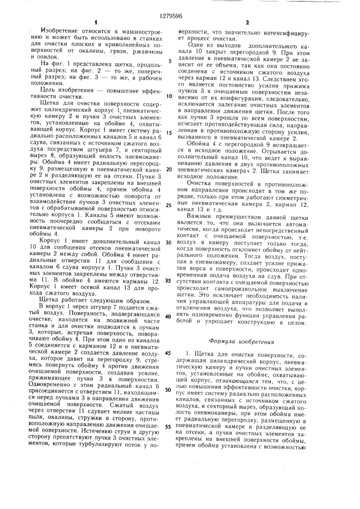 Щетка для очистки поверхности (патент 1279596)