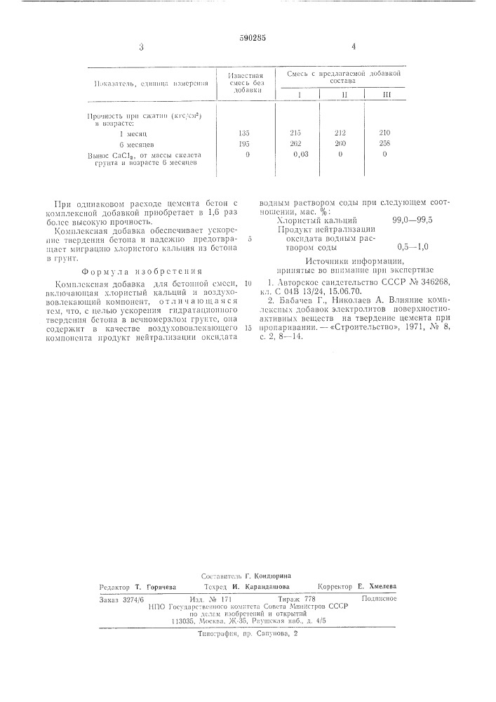 Комплексная добавка для бетонной смеси (патент 590285)