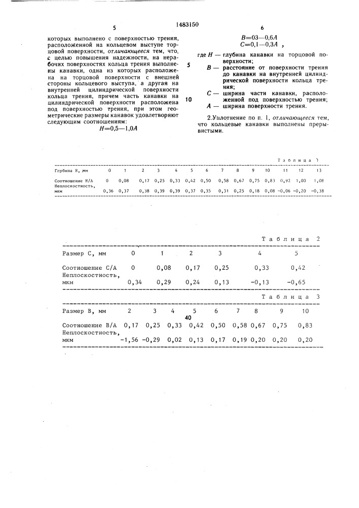 Торцовое уплотнение вращающегося вала (патент 1483150)