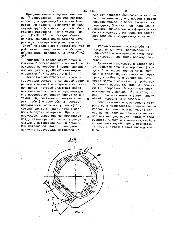Вращающаяся печь (патент 1020736)