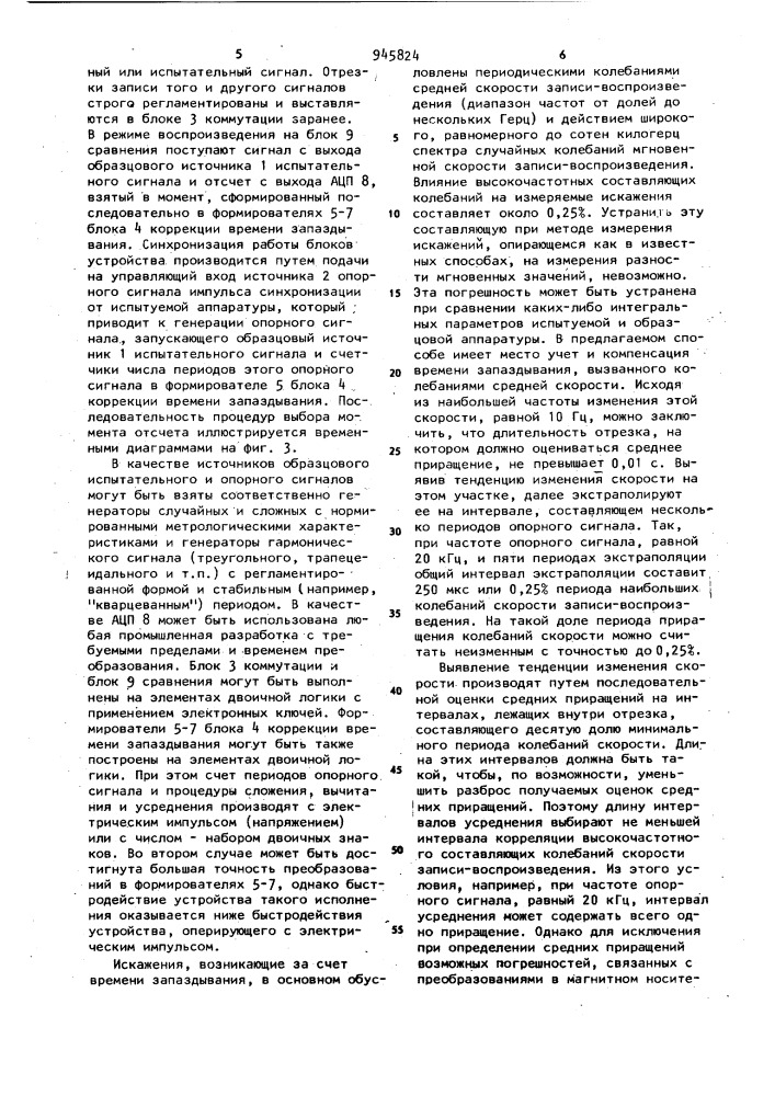 Способ измерения искажений сигналов при магнитной записи и воспроизведении (патент 945824)