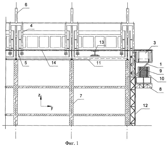 Подвижная опалубка с механизированным комплексом для возведения междуэтажных перекрытий (патент 2276244)