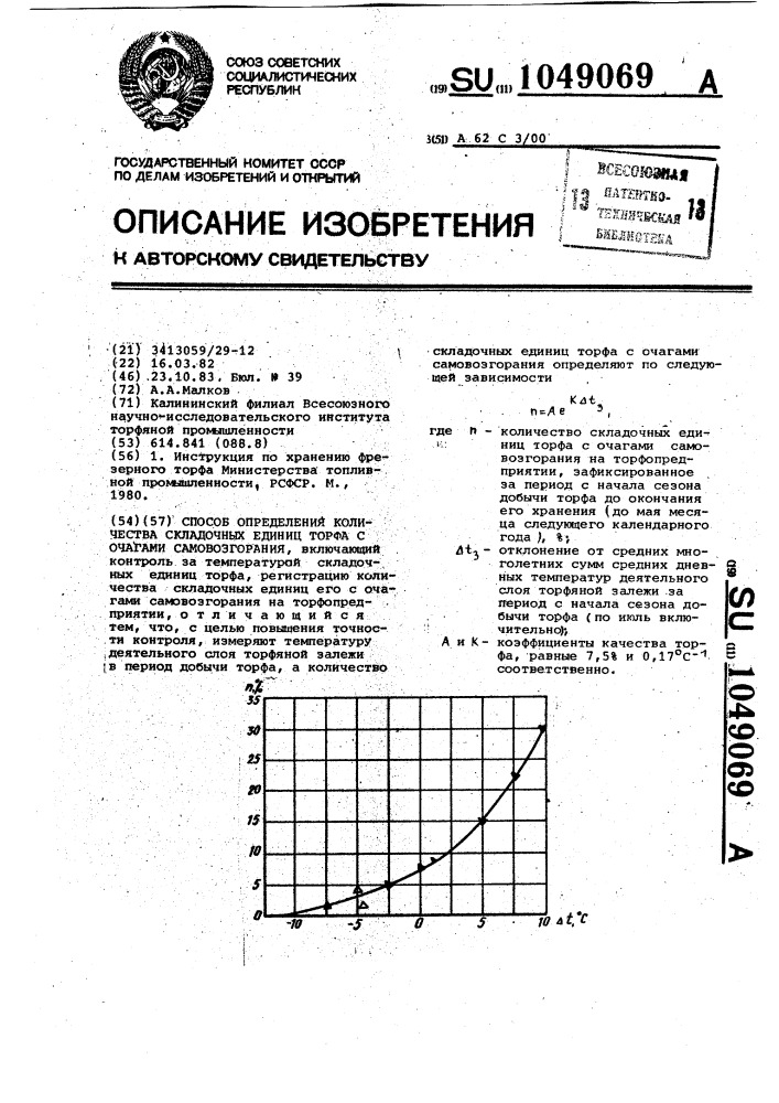 Способ определения количества складочных единиц торфа с очагами самовозгорания (патент 1049069)