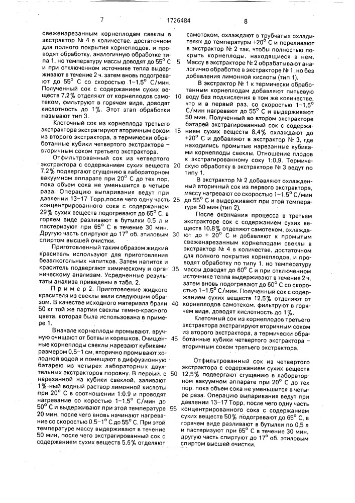 Способ получения красного пищевого красителя (патент 1726484)