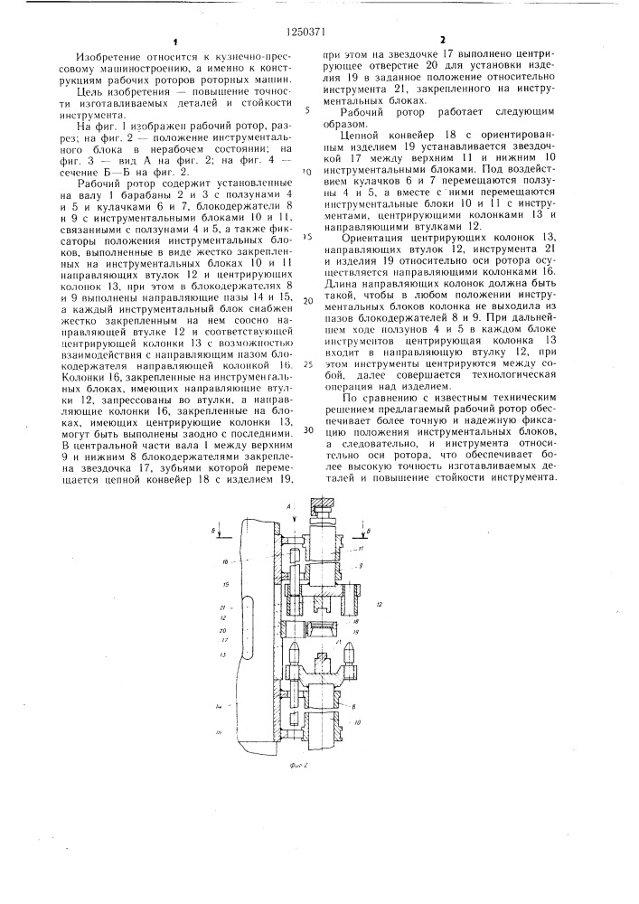 Рабочий ротор роторной машины (патент 1250371)