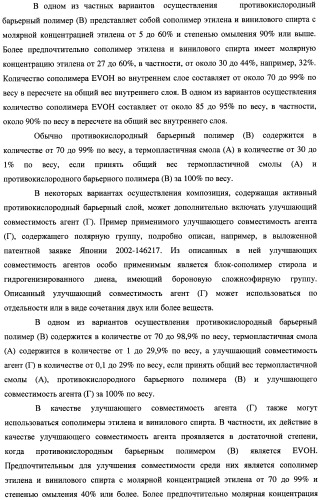 Многослойная пленка, имеющая активный противокислородный барьерный слой с радиационно-стимулированными активными барьерными свойствами (патент 2435674)