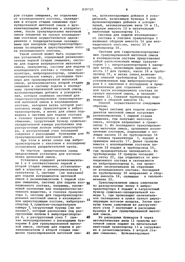 Способ изготовления резиновыхсмесей и установка для его осу- ществления (патент 839725)
