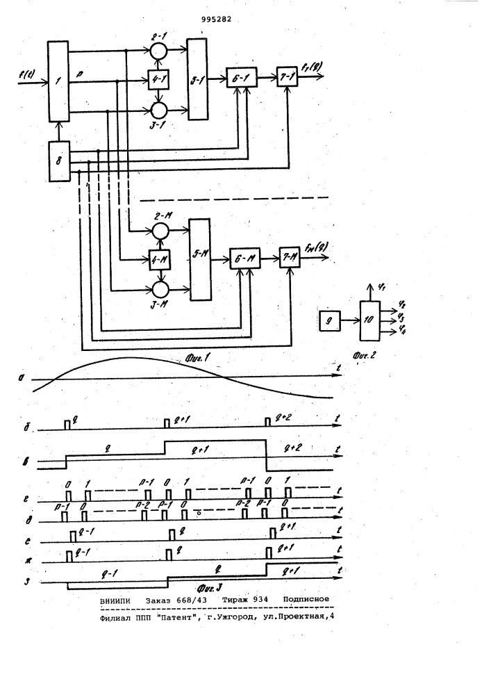 Многоканальное устройство фильтрации (патент 995282)