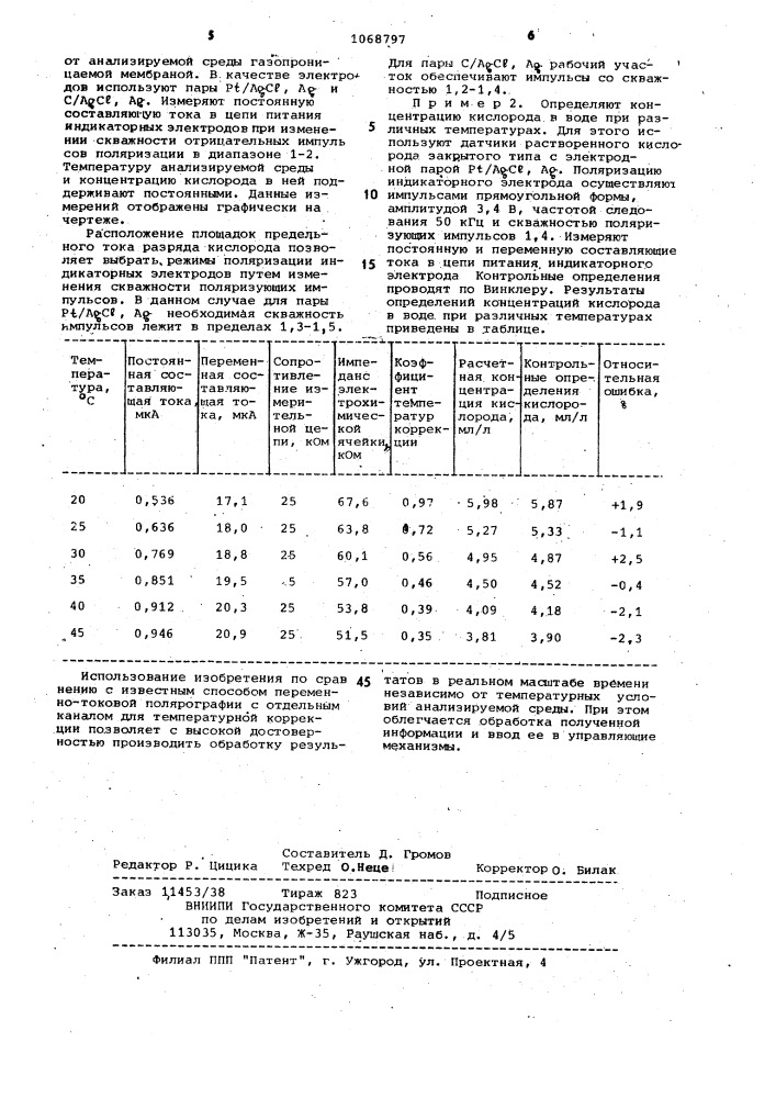Способ полярографического определения молекулярного кислорода (патент 1068797)