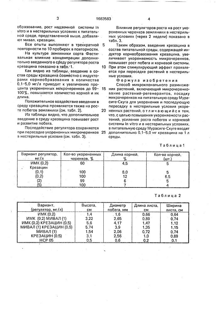 Способ микроклонального размножения растений (патент 1683583)