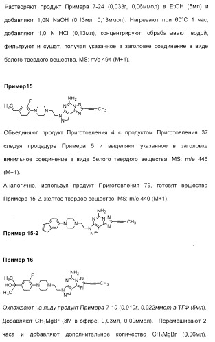 2-алкинил- и 2-алкенил-пиразол-[4,3-e]-1, 2, 4-триазоло-[1,5-c]-пиримидиновые антагонисты a2a рецептора аденозина (патент 2373210)