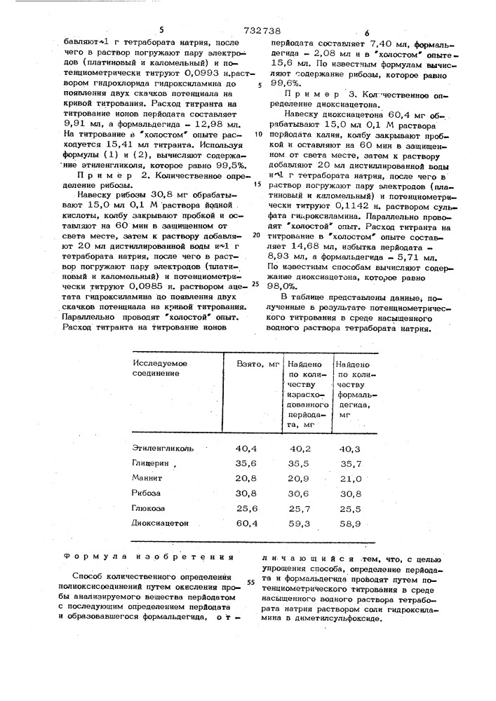 Способ количественного определения полиоксисоединений (патент 732738)