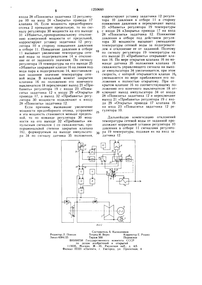 Способ регулирования теплофикационной турбины (патент 1250660)