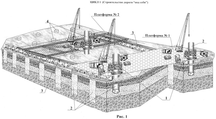 Комплекс для строительства автодороги на сваях (патент 2453650)