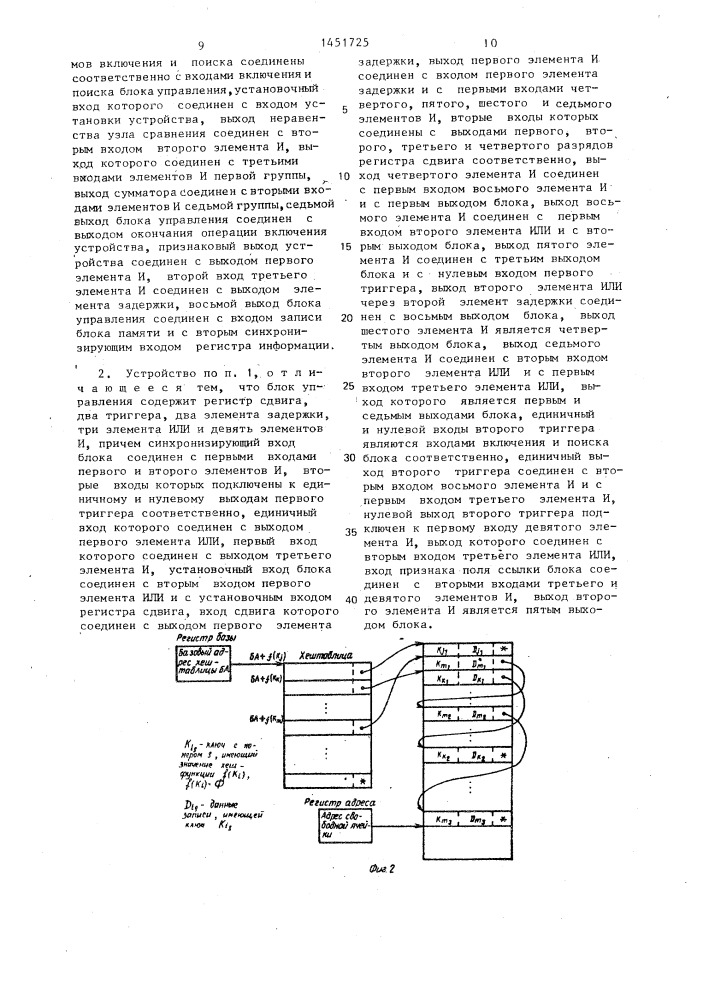 Устройство для поиска информации (патент 1451725)