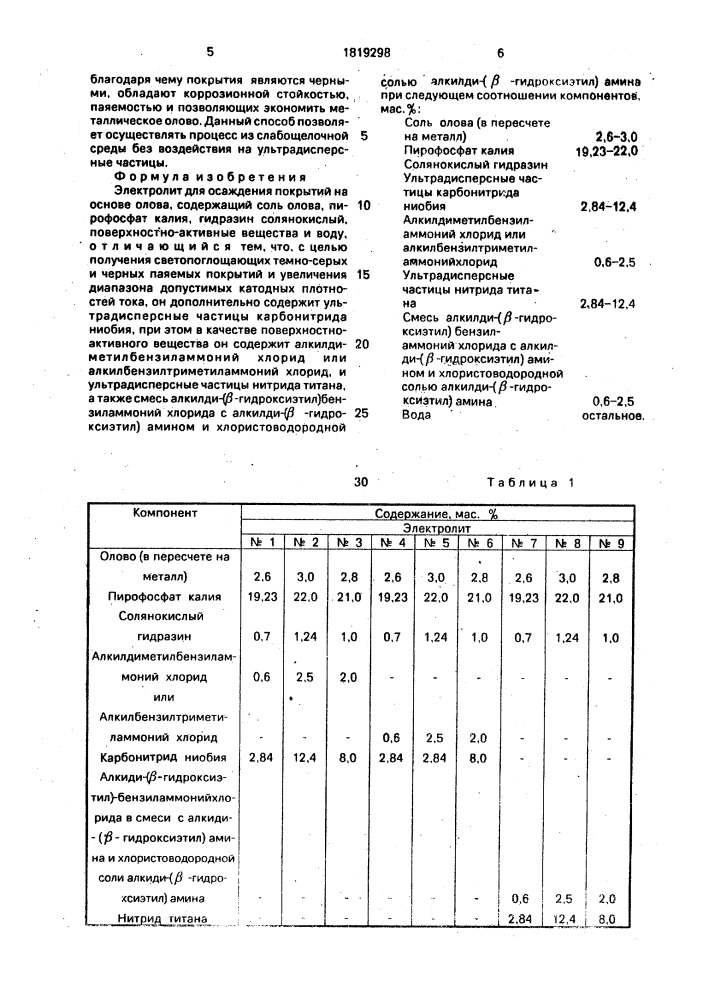 Электролит для осаждений покрытий на основе олова (патент 1819298)