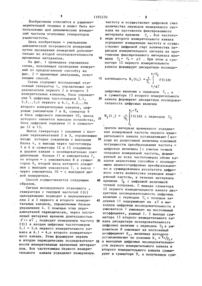 Способ цифрового измерения временной зависимости частоты эталонного генератора (патент 1195270)