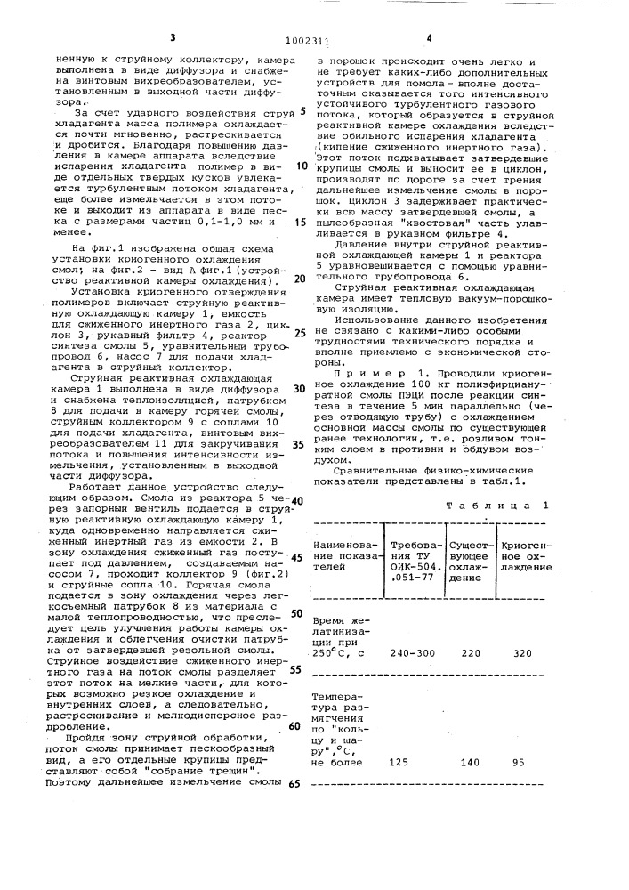 Способ охлаждения конденсационных полимеров после реакции синтеза и устройство для его осуществления (патент 1002311)