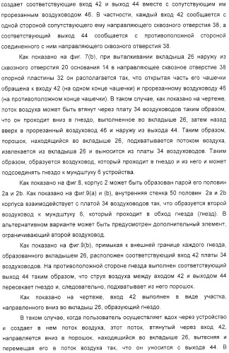 Устройство для распыления индивидуальных доз порошка из соответствующих гнезд подложки (варианты) (патент 2322271)