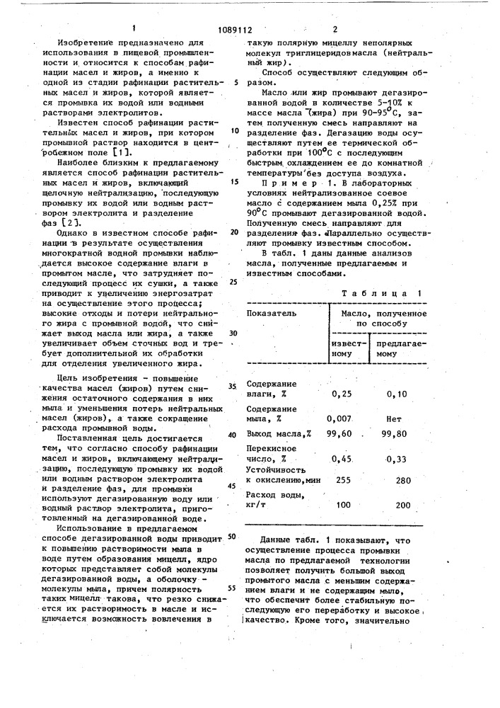 Способ рафинации масел и жиров (патент 1089112)