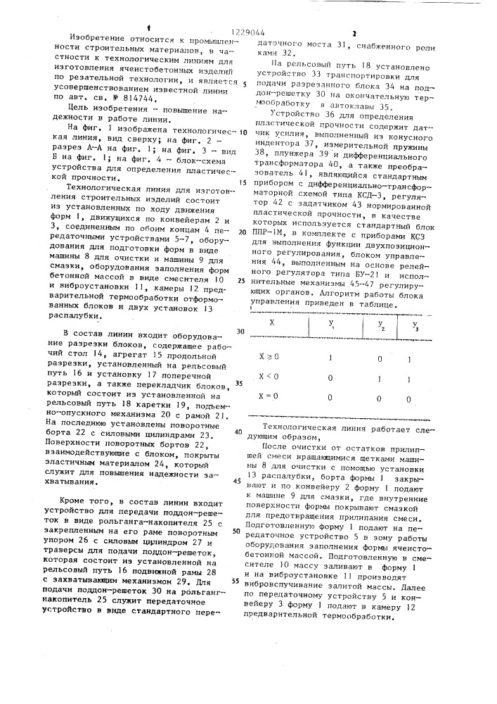 Технологическая линия для изготовления строительных изделий (патент 1229044)