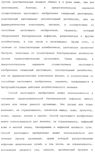 Способ очистки липопептида (варианты), антибиотическая композиция на основе очищенного липопептида (варианты) (патент 2311460)