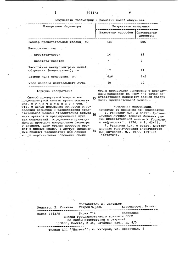 Способ предлучевой подготовки предстательной железы (патент 978873)