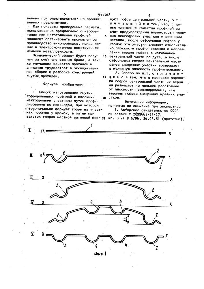 Способ изготовления гнутых гофрированных профилей (патент 944708)