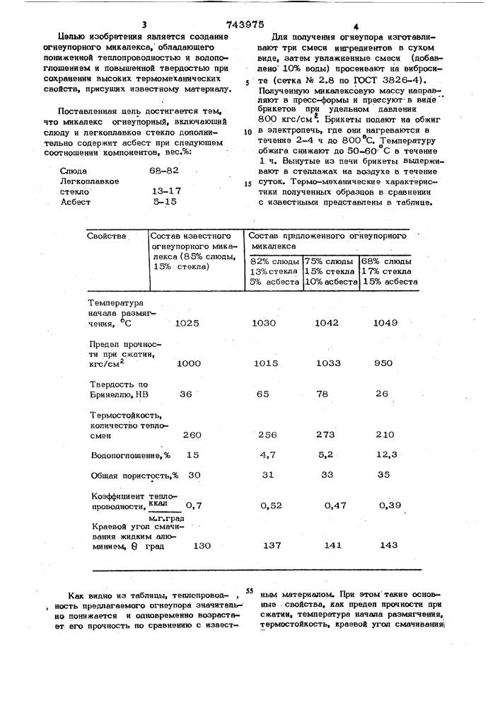 Микалекс огнеупорный (патент 743975)