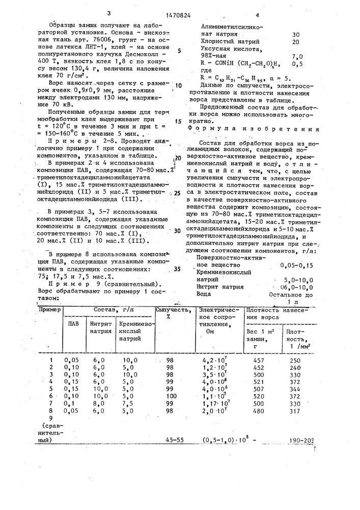 Состав для обработки ворса из полиамидных волокон (патент 1470824)