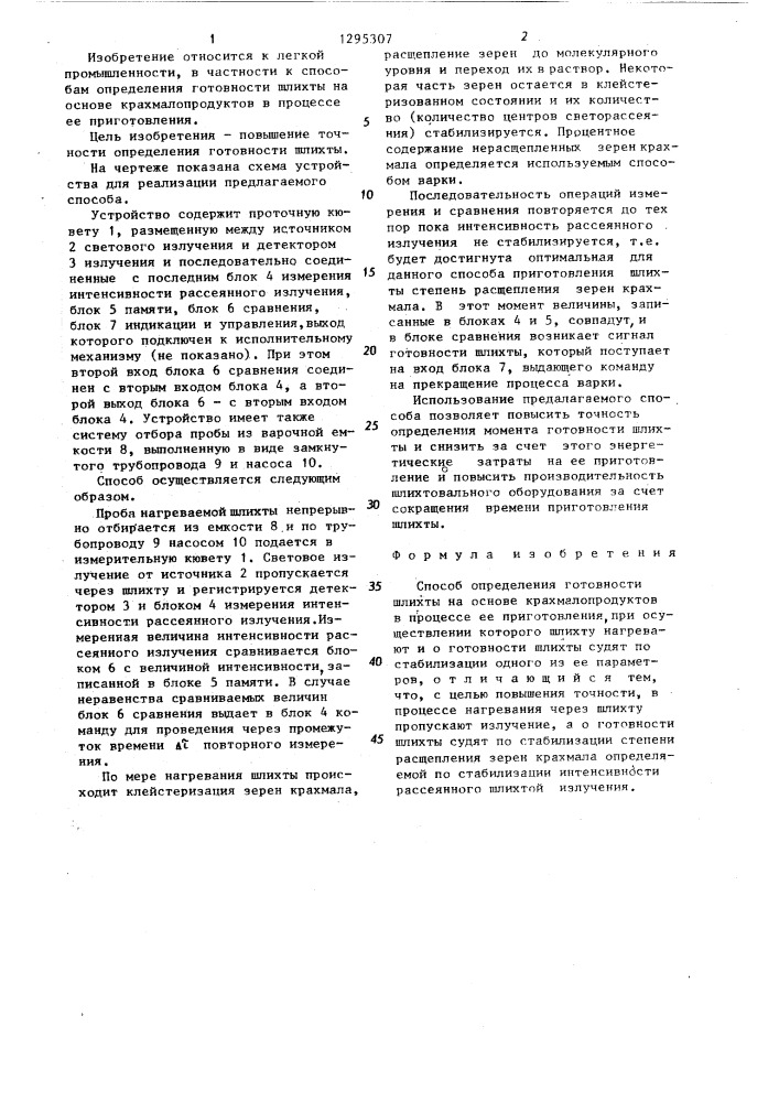 Способ определения готовности шлихты на основе крахмалопродуктов (патент 1295307)