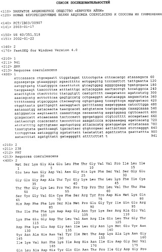 Новые флуоресцирующие белки aequorea coerulscens и способы их применения (патент 2330886)