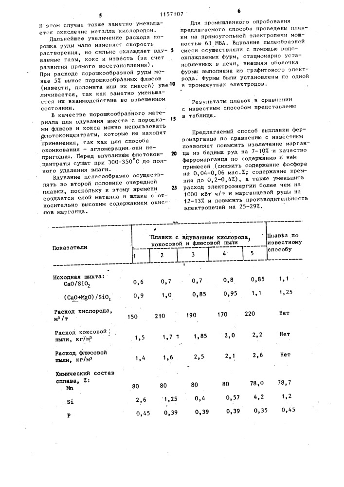 Способ выплавки углеродистого ферромарганца из бедных руд (патент 1157107)