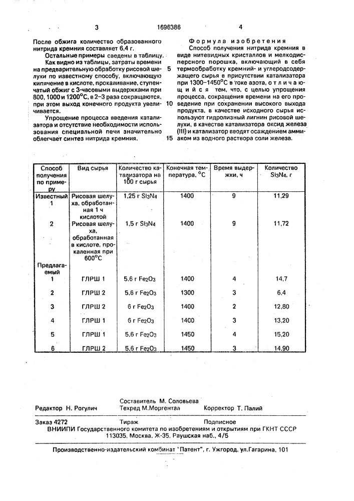 Способ получения нитрида кремния (патент 1696386)