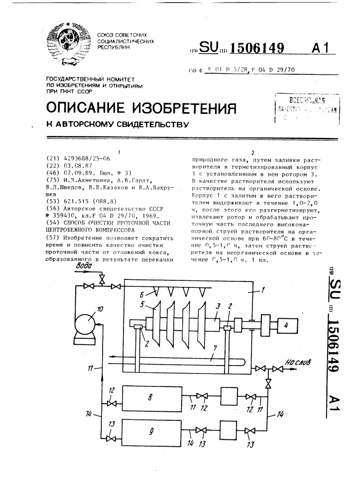 Способ очистки проточной части центробежного компрессора (патент 1506149)