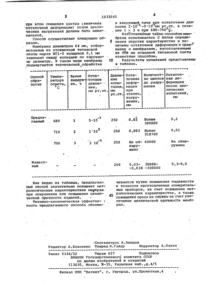 Способ обработки упругих чувствительных элементов из титановых сплавов (патент 1032041)