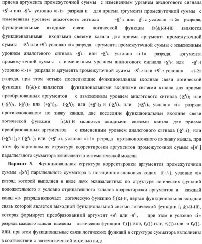 Функциональная структура корректировки аргументов промежуточной суммы &#177;[s3i] параллельного сумматора в позиционно-знаковых кодах f(+/-) (патент 2378681)