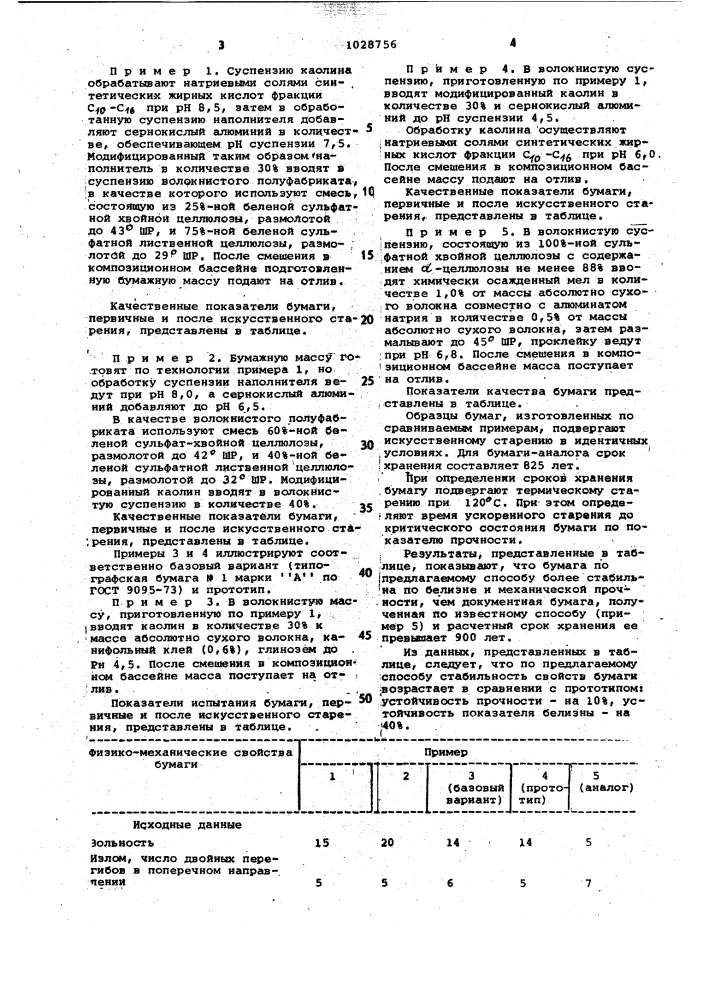 Способ подготовки бумажной массы для изготовления типографской бумаги (патент 1028756)