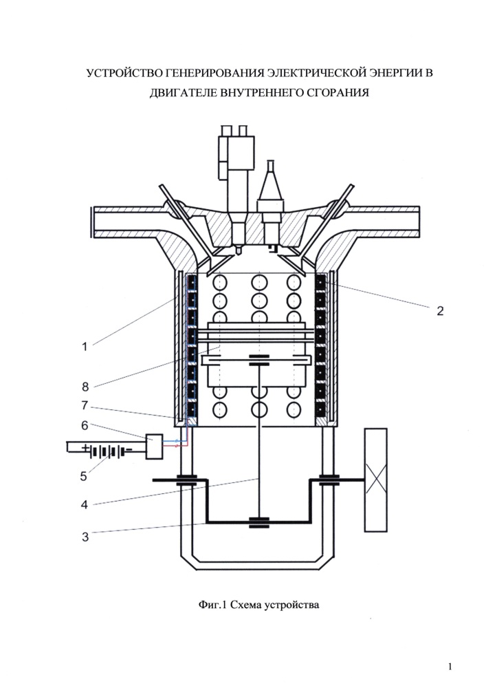 Устройство генерирования электрической энергии в двигателе внутреннего сгорания (патент 2645792)